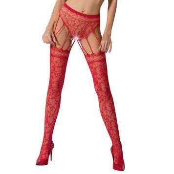Еротичні колготки-бодістокінг Passion S003 red, імітація мереживних панчіх та трусиків &mdash; купити в інтим-бутику EroticToys