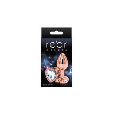 Анальна пробка NS Novelties Rear Assets - Rose Gold Heart - Small - Clear &mdash; купити в інтим-бутику EroticToys