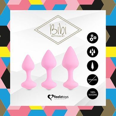 Набір силіконових анальних пробок FeelzToys - Bibi Butt Plug Set 3 pcs Pink &mdash; купити в інтим-бутику EroticToys