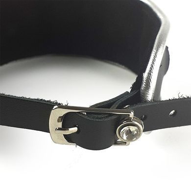 Ошейник из натуральной кожи со стразами и кольцом Art of Sex - Collar Ring &mdash; купити в інтим-бутику EroticToys