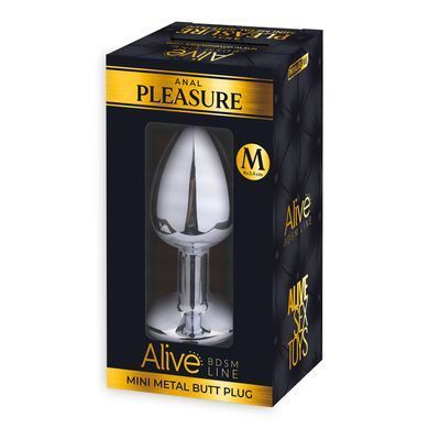 Металева анальна пробка з кристалом Alive Mini Metal Butt Plug Pink M &mdash; купити в інтим-бутику EroticToys