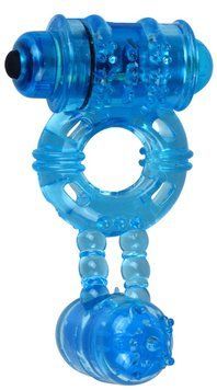 Ерекційне віброкільце Alive: Double Ding Ring Blue, два мотори &mdash; купити в інтим-бутику EroticToys