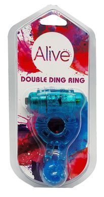 Ерекційне віброкільце Alive: Double Ding Ring Blue, два мотори &mdash; купити в інтим-бутику EroticToys