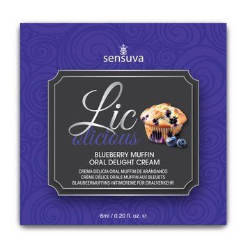 Пробник гелю для мінету Sensuva Lic-o-licious Blueberry Muffin (6 мл), оліїстий, без цукру &mdash; купити в інтим-бутику EroticToys