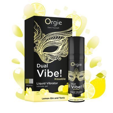 Рідкий вібратор Orgie Dual Vibe! Lemon Gin And Tonic Kissable Liquid Vibrator, 15 мл &mdash; купити в інтим-бутику EroticToys