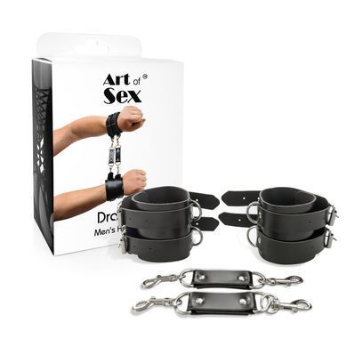 Наручники чоловічі Art of Sex - Handcuffs Dragons man з екошкіри, колір чорний &mdash; купити в інтим-бутику EroticToys