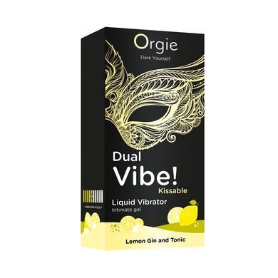 Рідкий вібратор Orgie Dual Vibe! Lemon Gin And Tonic Kissable Liquid Vibrator, 15 мл &mdash; купити в інтим-бутику EroticToys