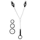 Замовити анонімно: Затискач для сосків Art of Sex - Nipple Clamps for Men Black clover з ерекційними кільцями