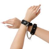 Замовити анонімно: Наручники із екошкіри Art of Sex - Handcuffs Emoji, колір чорний