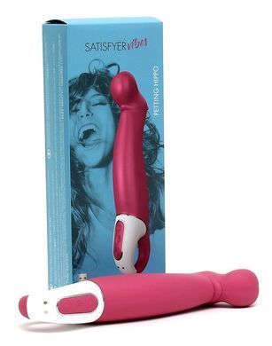 Потужний вібратор Satisfyer Vibes Petting Hippo з гнучким стовбуром, літій силікон, 12 режимів &mdash; купити в інтим-бутику EroticToys