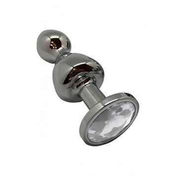 Металева анальна пробка Wooomy Lollypop Double Ball Metal Plug L, діаметр 3,5 см, довжина 10,5 см &mdash; купити в інтим-бутику EroticToys