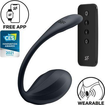 Смарт-віброяйце Satisfyer Ribbed Petal Connect App Black, керування зі смартфона, пульт ДК &mdash; купити в інтим-бутику EroticToys
