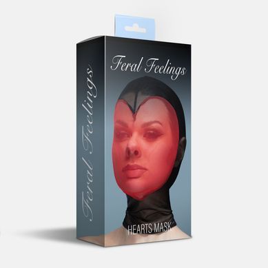 Маска серце сітка із повністю закритим обличчям Feral Feelings - Hearts Mask Black/Red &mdash; купити в інтим-бутику EroticToys