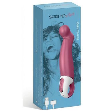 Потужний вібратор Satisfyer Vibes Petting Hippo з гнучким стовбуром, літій силікон, 12 режимів &mdash; купити в інтим-бутику EroticToys