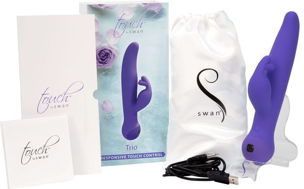 Вібратор-кролик Touch by SWAN - Trio Purple, сенсорне керування, ротація, діаметр 3,8 см &mdash; купити в інтим-бутику EroticToys
