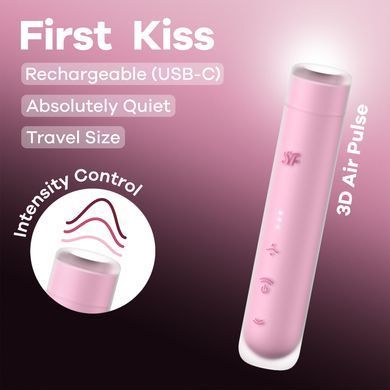 Замовити анонімно: Вакуумний стимулятор Satisfyer First Kiss, технологія 3D Air Pulse, 30 режимів, подвійний силікон Вакуумний стимулятор Satisfyer First Kiss, технологія 3D Air Pulse, 30 режимів, подвійний силікон — купити в інтим-бутику EroticToys