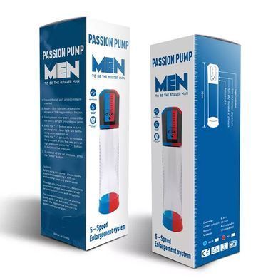 Автоматична вакуумна помпа Men Powerup Passion Enlargement system Blue, перезаряджувана, 5 режимів &mdash; купити в інтим-бутику EroticToys