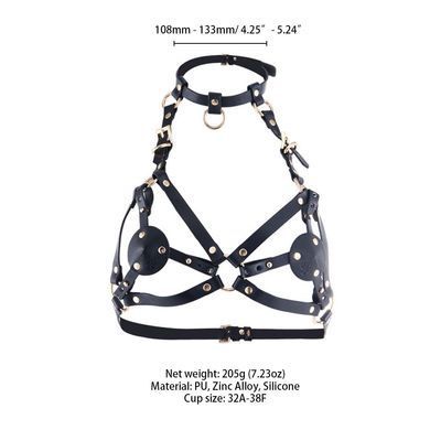 Портупея на грудь LOCKINK SEVANDA Queen Chest Harness with Removable Bra, чорна, зі знімними пестис &mdash; купити в інтим-бутику EroticToys