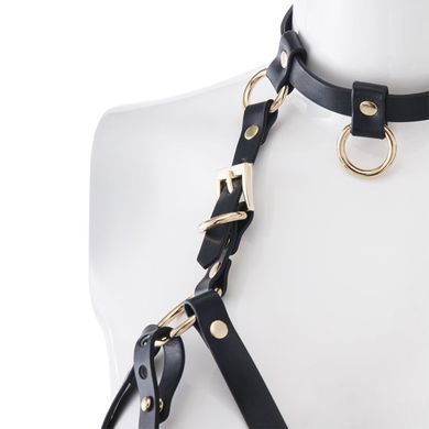 Портупея на грудь LOCKINK SEVANDA Queen Chest Harness with Removable Bra, чорна, зі знімними пестис &mdash; купити в інтим-бутику EroticToys