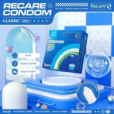 Презервативи Recare Classic Condoms 3 шт, класичні &mdash; купити в інтим-бутику EroticToys