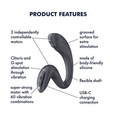 Вагінально-кліторальний вібратор Satisfyer G for Goddess 3 Dark Grey, 2 мотори &mdash; купити в інтим-бутику EroticToys