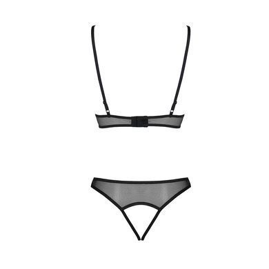 Комплект бралет з ажурним ліфом та відкритими трусиками Passion CHRISTA SET Open Bra XXL/XXXL black &mdash; купити в інтим-бутику EroticToys