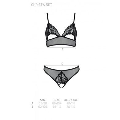 Комплект бралет з ажурним ліфом та відкритими трусиками Passion CHRISTA SET Open Bra XXL/XXXL black &mdash; купити в інтим-бутику EroticToys