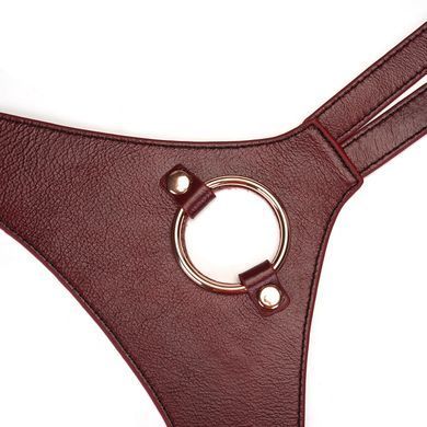 Шкіряні трусики для страпона Liebe Seele Wine Red Strap on Harness, універсальний розмір &mdash; купити в інтим-бутику EroticToys