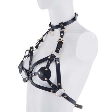 Портупея на грудь LOCKINK SEVANDA Queen Chest Harness with Removable Bra, чорна, зі знімними пестис &mdash; купити в інтим-бутику EroticToys