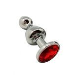 Металева анальна пробка Wooomy Lollypop Double Ball Metal Plug Red M, діаметр 3,1 см, довжина 9,4 см &mdash; купити в інтим-бутику EroticToys