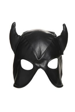 Маска з рогами Master Series: Dungeon Demon Bondage Mask with Horns, чорна &mdash; купити в інтим-бутику EroticToys
