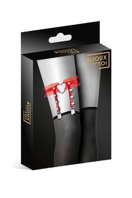 Гартер на ногу Bijoux Pour Toi - WITH HEART AND SPIKES Red, сексуальна підв'язка з сердечком &mdash; купити в інтим-бутику EroticToys