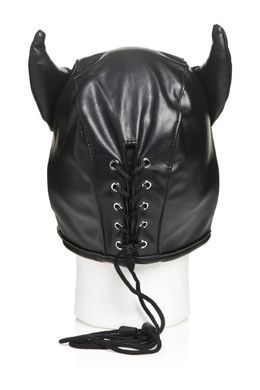 Маска з рогами Master Series: Dungeon Demon Bondage Mask with Horns, чорна &mdash; купити в інтим-бутику EroticToys