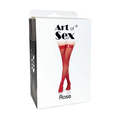 Панчохи в дрібну сітку з лакованою коронкою Art of Sex - Rose, колір чорний, L &mdash; купити в інтим-бутику EroticToys