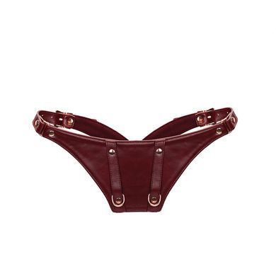 Шкіряні трусики для вібратора Liebe Seele Wine Red Forced Orgasm Strop, повністю регульовані &mdash; купити в інтим-бутику EroticToys