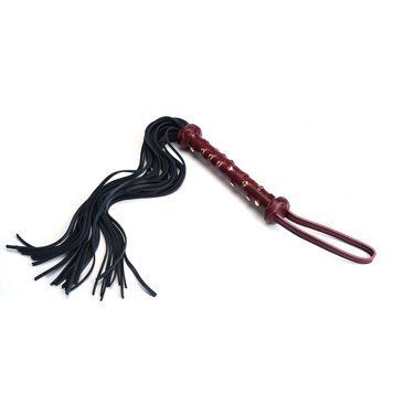 Флогер Liebe Seele Wine Red Studded Flogger, натуральна шкіра &mdash; купити в інтим-бутику EroticToys