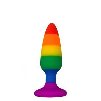 Силіконова анальна пробка Wooomy Hiperloo Silicone Rainbow Plug S, діаметр 2,4 см, довжина 9 см &mdash; купити в інтим-бутику EroticToys