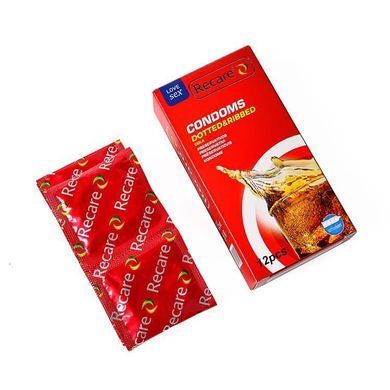 Презервативи Recare Cola Dotted&Ribbed Condoms 12 шт, з пухирцями та ребрами, аромат: Кола &mdash; купити в інтим-бутику EroticToys