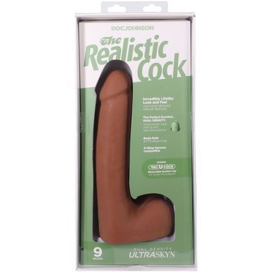 Фалоімітатор Doc Johnson The Realistic Cock ULTRASKYN - 9 Inch with Balls Caramel &mdash; купити в інтим-бутику EroticToys