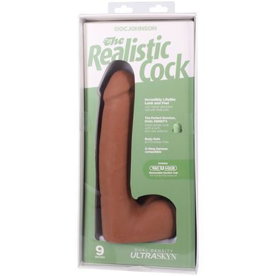 Фалоімітатор Doc Johnson The Realistic Cock ULTRASKYN - 9 Inch with Balls Caramel &mdash; купити в інтим-бутику EroticToys