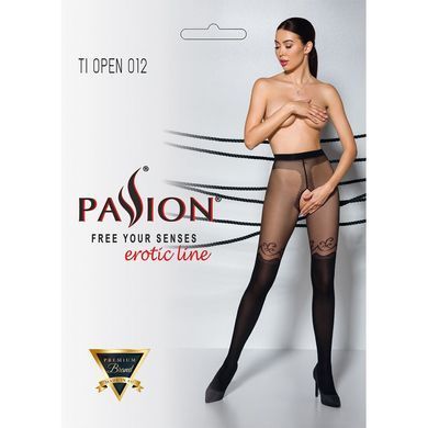 Колготки з відкритим доступом, подвійна щільність Passion TIOPEN 012 3/4 (20/40 den), black &mdash; купити в інтим-бутику EroticToys