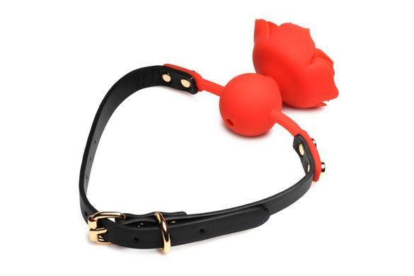 Силіконовий кляп з трояндою Master Series: Blossom Silicone Rose Gag &ndash; Red &mdash; купити в інтим-бутику EroticToys