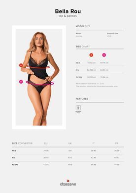 Топ та трусики Obsessive Bella Rou top & panties XS/S, топ, трусики &mdash; купити в інтим-бутику EroticToys