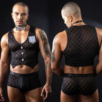 Чоловічий еротичний костюм офіціанта JSY &laquo;Привабливий Михаель&raquo; One Size, топ, труси, метелик &mdash; купити в інтим-бутику EroticToys