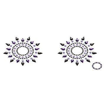 Пестіс з кристалів Petits Joujoux Gloria set of 2 - Black/Purple, прикраса на груди &mdash; купити в інтим-бутику EroticToys