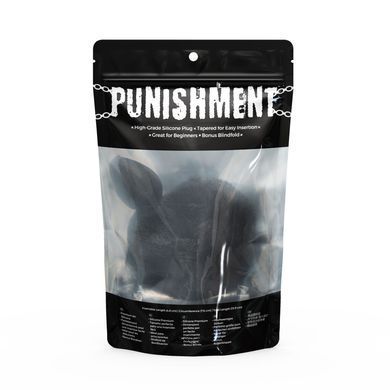 Анальна пробка з кролячим хвостиком Punishment &ndash; Bunny Tail Silicone Anal Plug &ndash; Black, 4,8 см &mdash; купити в інтим-бутику EroticToys
