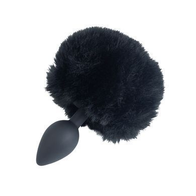Анальна пробка з кролячим хвостиком Punishment &ndash; Bunny Tail Silicone Anal Plug &ndash; Black, 4,8 см &mdash; купити в інтим-бутику EroticToys