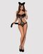 Еротичний костюм гепарду Obsessive Gepardina 3 pcs costume L/XL, чорний, хутряне оздоблення, монокін в інтим-бутику EroticToys