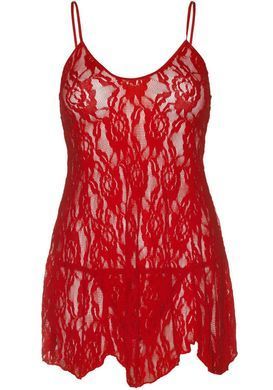 Сорочка бебі-дол Leg Avenue Rose Lace Flair Chemise Red, One Size &mdash; купити в інтим-бутику EroticToys