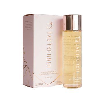 Масажна олія HighOnLove Massage Oil - Strawberry & Champagne (120 мл) з маслом насіння конопель &mdash; купити в інтим-бутику EroticToys